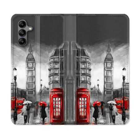 Housse cuir portefeuille Pour Samsung Galaxy A04S Voyage Angleterre Londres Vintage