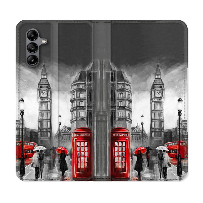 Housse cuir portefeuille Pour Samsung Galaxy A04S Voyage Angleterre Londres Vintage