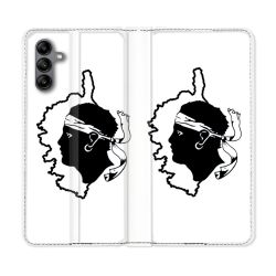 Housse cuir portefeuille Pour Samsung Galaxy A04S Voyage Corse Blanc