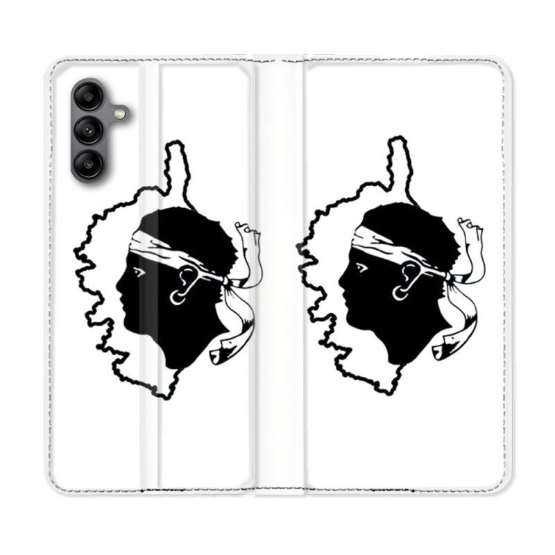 Housse cuir portefeuille Pour Samsung Galaxy A04S Voyage Corse Blanc
