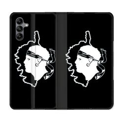 Housse cuir portefeuille Pour Samsung Galaxy A04S Voyage Corse Noir