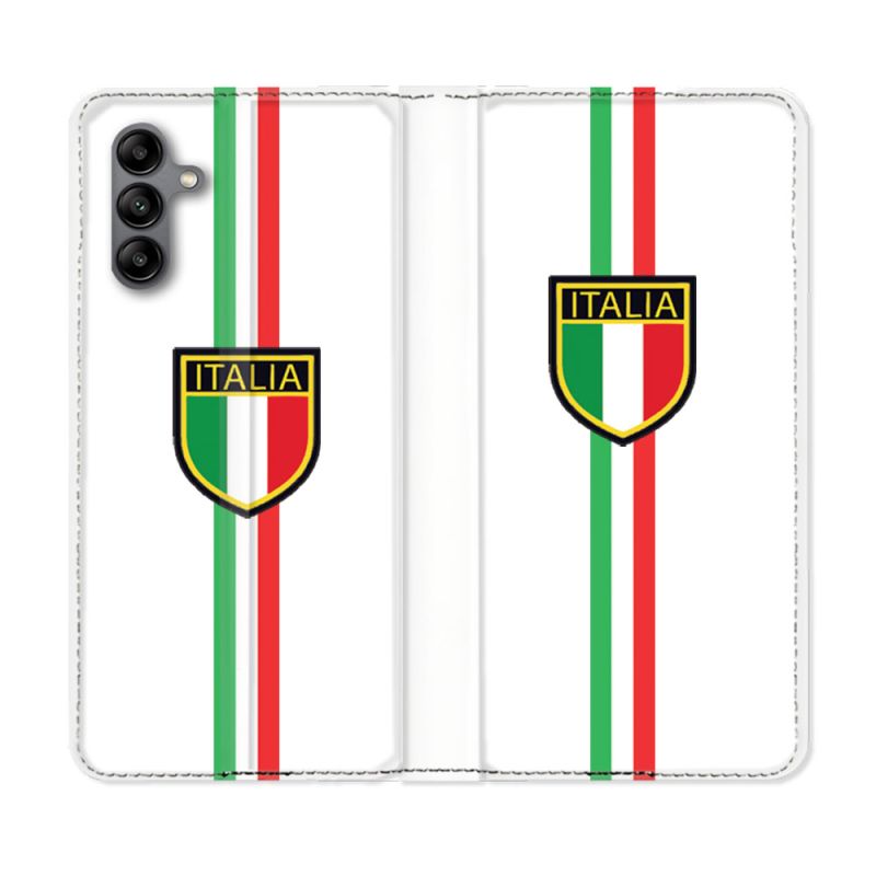 Housse cuir portefeuille Pour Samsung Galaxy A04S Voyage Italie 3 Blanc
