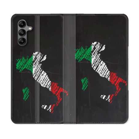 Housse cuir portefeuille Pour Samsung Galaxy A04S Voyage Italie Botte