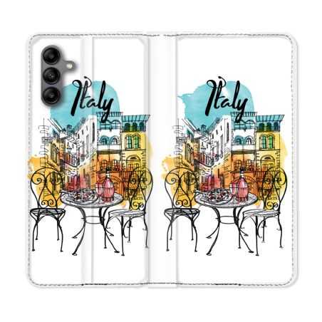 Housse cuir portefeuille Pour Samsung Galaxy A04S Voyage Italie Vintage