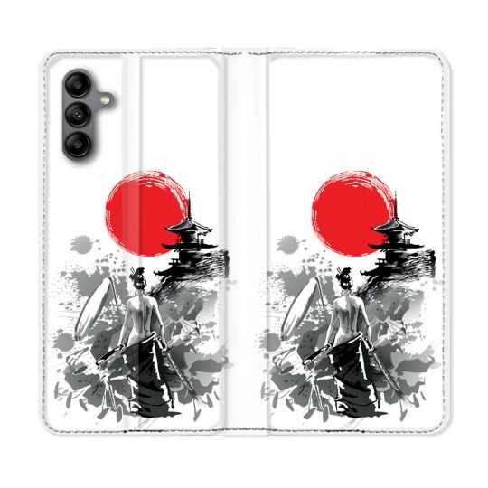 Housse cuir portefeuille Pour Samsung Galaxy A04S Voyage Japon Femme