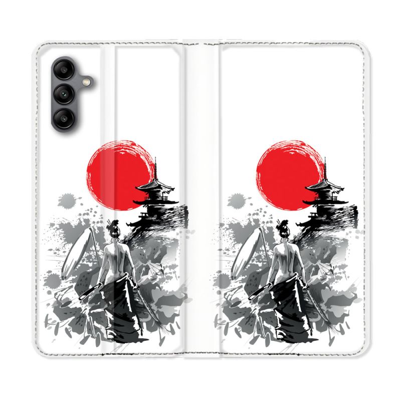Housse cuir portefeuille Pour Samsung Galaxy A04S Voyage Japon Femme