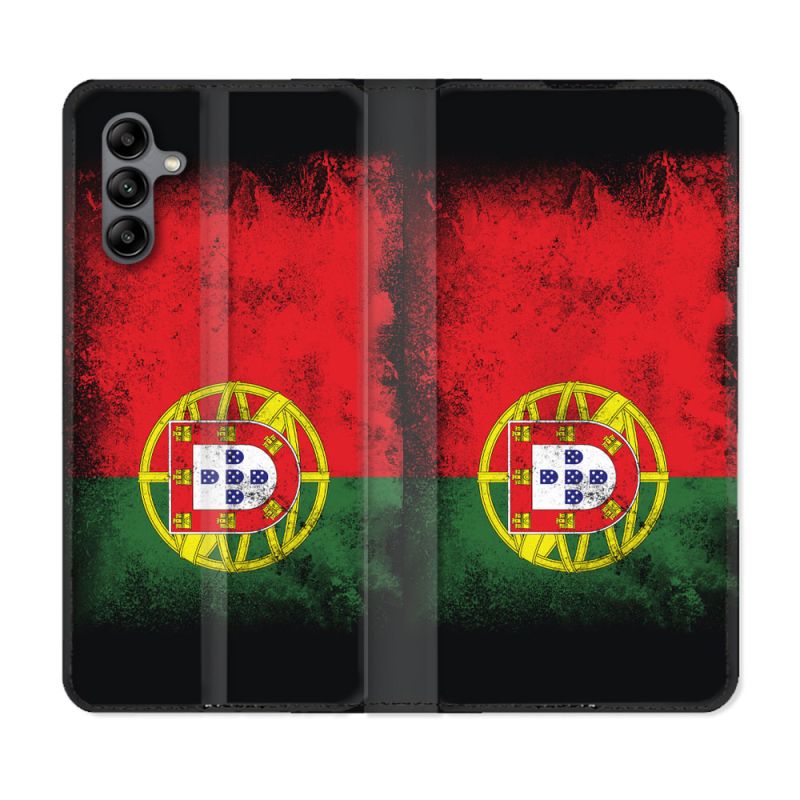 Housse cuir portefeuille Pour Samsung Galaxy A04S Voyage Portugal Drapeau