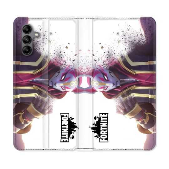 Housse cuir portefeuille Pour Samsung Galaxy A04S Fortnite Blanc