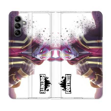 Housse cuir portefeuille Pour Samsung Galaxy A04S Fortnite Blanc