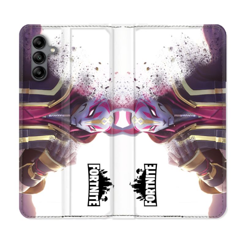 Housse cuir portefeuille Pour Samsung Galaxy A04S Fortnite Blanc
