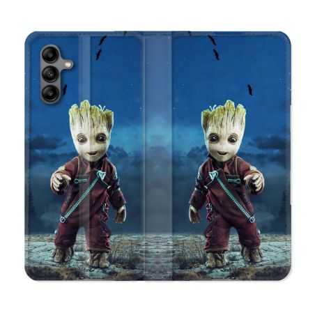 Housse cuir portefeuille Pour Samsung Galaxy A04S Groot Bleu