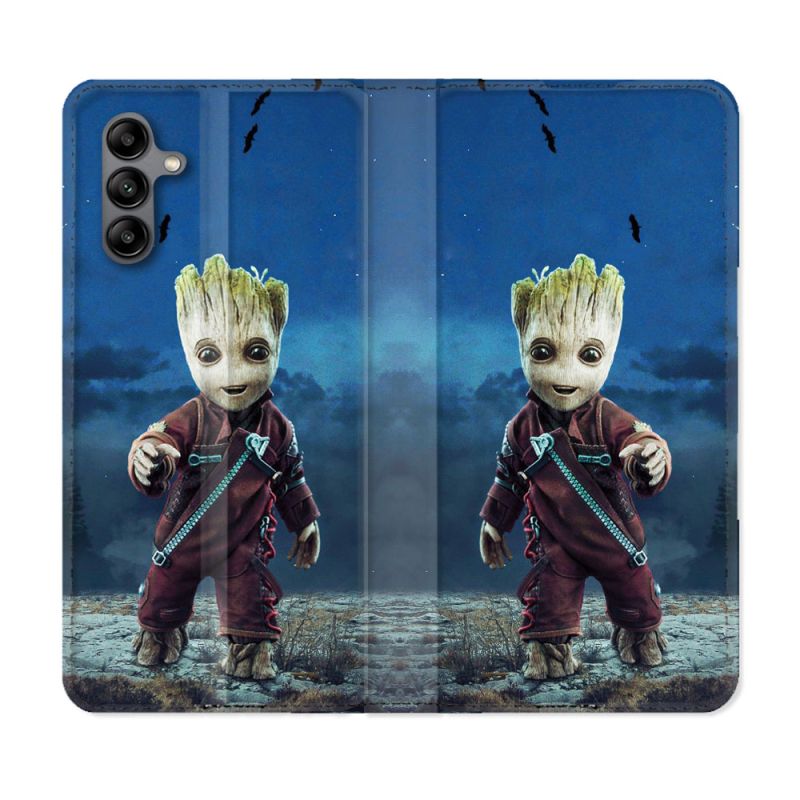 Housse cuir portefeuille Pour Samsung Galaxy A04S Groot Bleu