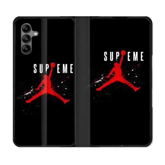 Housse cuir portefeuille Pour Samsung Galaxy A04S Jordan Supreme Noir