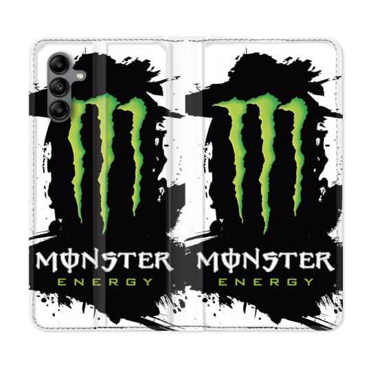 Housse cuir portefeuille Pour Samsung Galaxy A04S Monster Energy Tache
