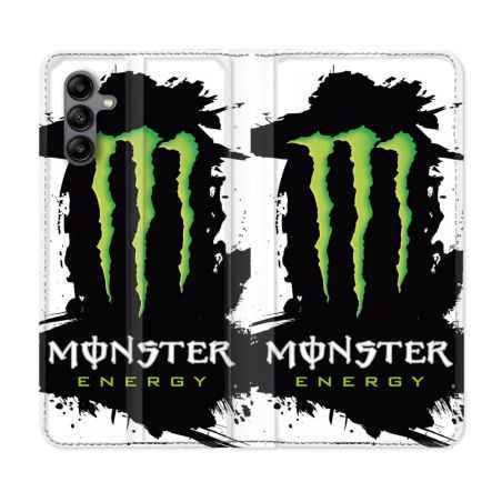 Housse cuir portefeuille Pour Samsung Galaxy A04S Monster Energy Tache