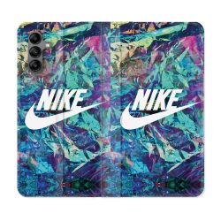 Housse cuir portefeuille Pour Samsung Galaxy A04S Nike Turquoise
