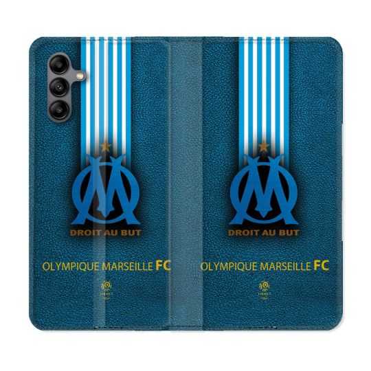 Housse cuir portefeuille Pour Samsung Galaxy A04S Olympique Marseille OM Bande