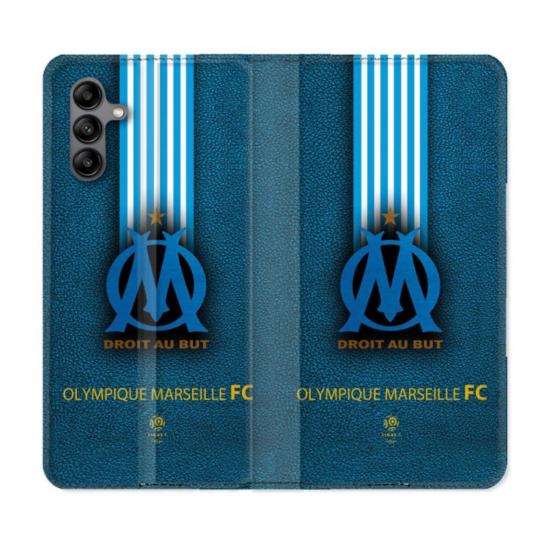Housse cuir portefeuille Pour Samsung Galaxy A04S Olympique Marseille OM Bande