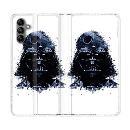Housse cuir portefeuille Pour Samsung Galaxy A04S Star Wars - Dark Vador Blanc