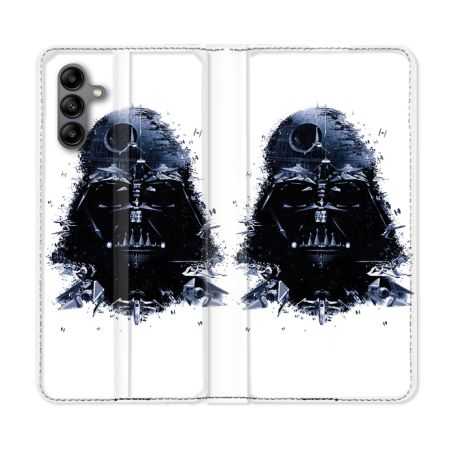 Housse cuir portefeuille Pour Samsung Galaxy A04S Star Wars - Dark Vador Blanc