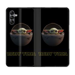 Housse cuir portefeuille Pour Samsung Galaxy A04S Star Wars - Yoda bebe noir
