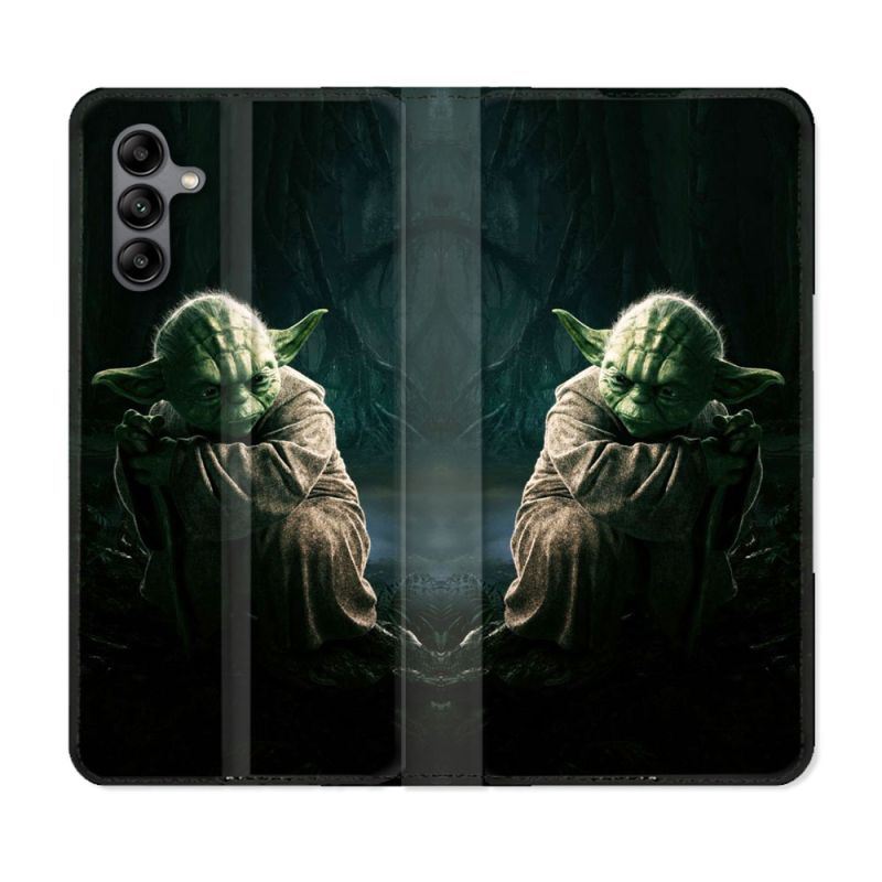 Housse cuir portefeuille Pour Samsung Galaxy A04S Star Wars - Yoda sombre