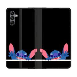 Housse cuir portefeuille Pour Samsung Galaxy A04S Stitch Noir