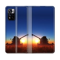 Housse cuir portefeuille Pour Xiaomi Redmi Note 11 Pro / 11 Pro 5G Agriculture Moissonneuse Soleil