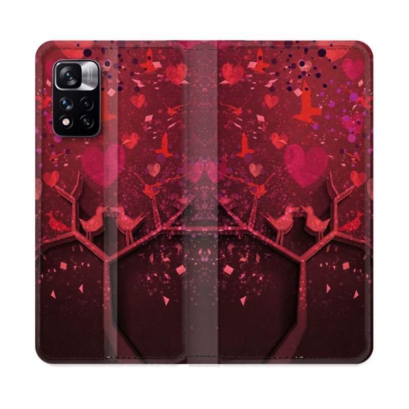 Housse cuir portefeuille Pour Xiaomi Redmi Note 11 Pro / 11 Pro 5G Amour Arbre