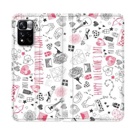 Housse cuir portefeuille Pour Xiaomi Redmi Note 11 Pro / 11 Pro 5G Amour Valentines