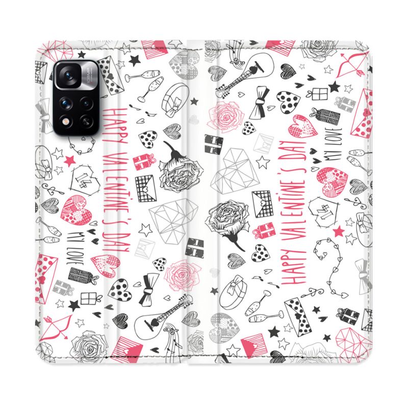Housse cuir portefeuille Pour Xiaomi Redmi Note 11 Pro / 11 Pro 5G Amour Valentines