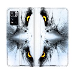Housse cuir portefeuille Pour Xiaomi Redmi Note 11 Pro / 11 Pro 5G Animal Aigle Royal Blanc