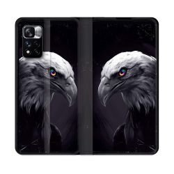 Housse cuir portefeuille Pour Xiaomi Redmi Note 11 Pro / 11 Pro 5G Animal Aigle Royal Noir