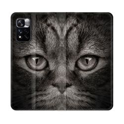 Housse cuir portefeuille Pour Xiaomi Redmi Note 11 Pro / 11 Pro 5G Animal Chat Gris