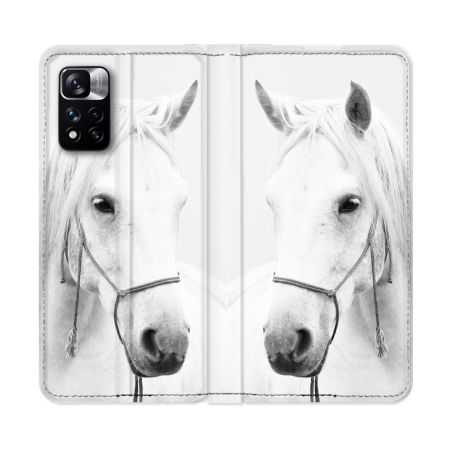 Housse cuir portefeuille Pour Xiaomi Redmi Note 11 Pro / 11 Pro 5G Animal Cheval Cristal