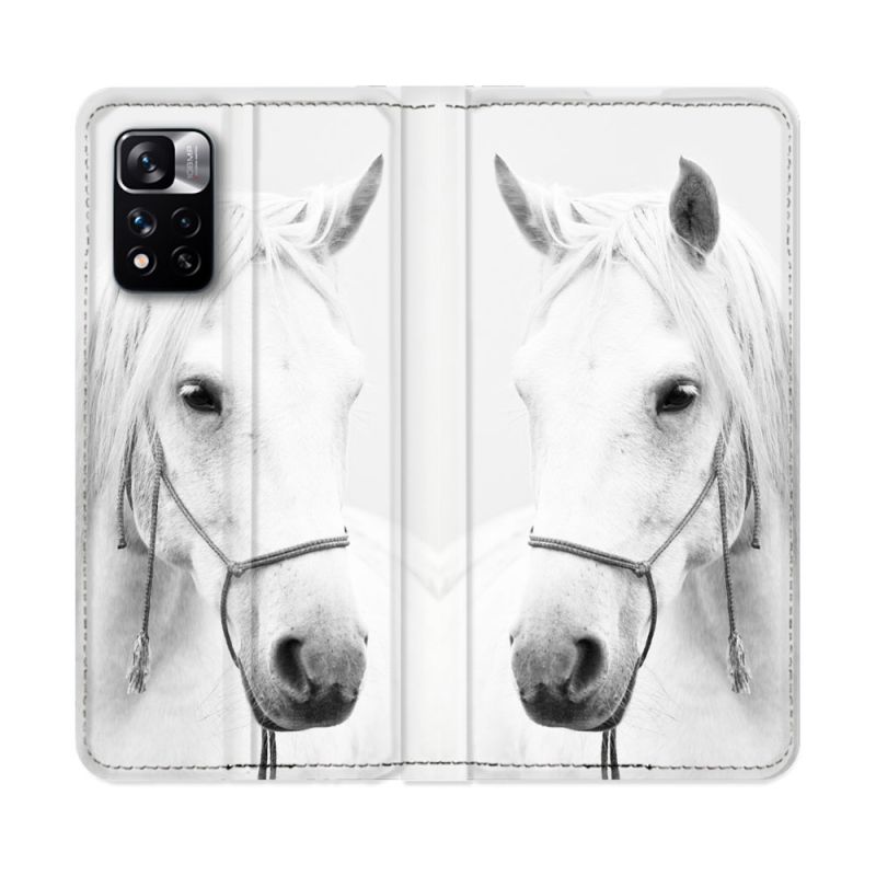 Housse cuir portefeuille Pour Xiaomi Redmi Note 11 Pro / 11 Pro 5G Animal Cheval Cristal