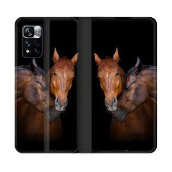 Housse cuir portefeuille Pour Xiaomi Redmi Note 11 Pro / 11 Pro 5G Animal Cheval Marron