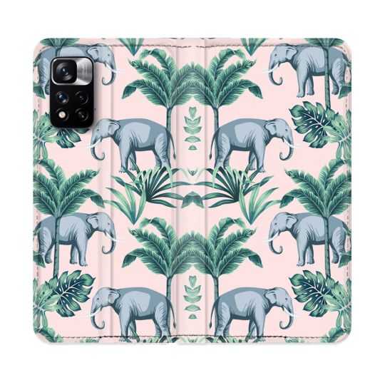 Housse cuir portefeuille Pour Xiaomi Redmi Note 11 Pro / 11 Pro 5G Animal Elephant Pattern