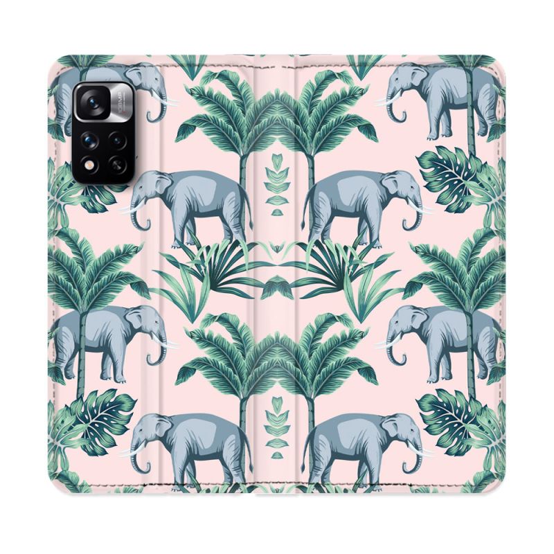 Housse cuir portefeuille Pour Xiaomi Redmi Note 11 Pro / 11 Pro 5G Animal Elephant Pattern
