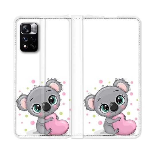 Housse cuir portefeuille Pour Xiaomi Redmi Note 11 Pro / 11 Pro 5G Animal Koala Cœur