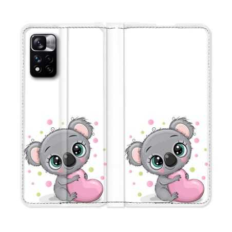 Housse cuir portefeuille Pour Xiaomi Redmi Note 11 Pro / 11 Pro 5G Animal Koala Cœur