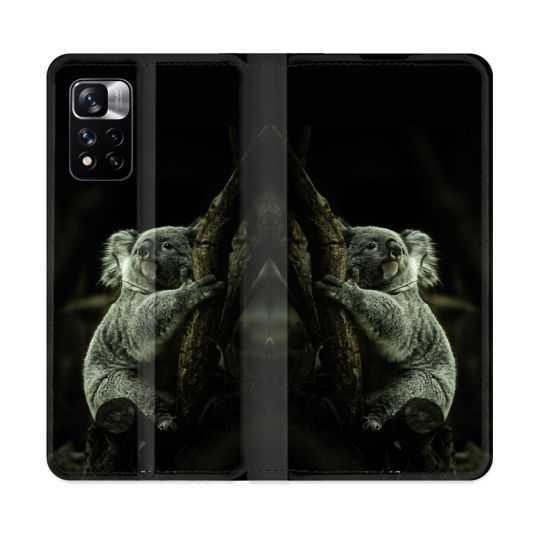Housse cuir portefeuille Pour Xiaomi Redmi Note 11 Pro / 11 Pro 5G Animal Koala Noir