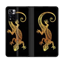 Housse cuir portefeuille Pour Xiaomi Redmi Note 11 Pro / 11 Pro 5G Animal Lezard Noir
