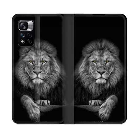 Housse cuir portefeuille Pour Xiaomi Redmi Note 11 Pro / 11 Pro 5G Animal Lion Majestueux