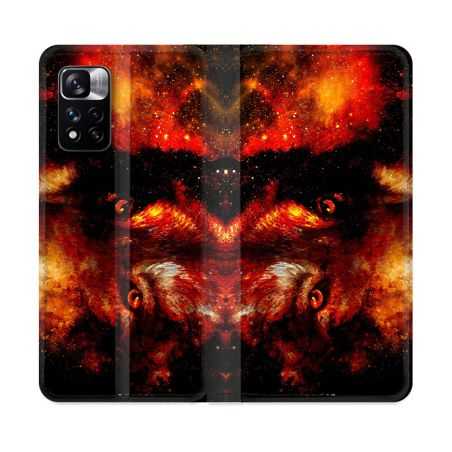Housse cuir portefeuille Pour Xiaomi Redmi Note 11 Pro / 11 Pro 5G Animal Loup Espace