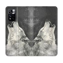 Housse cuir portefeuille Pour Xiaomi Redmi Note 11 Pro / 11 Pro 5G Animal Loup Hurlement