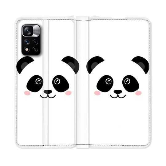 Housse cuir portefeuille Pour Xiaomi Redmi Note 11 Pro / 11 Pro 5G Animal Panda Blanc