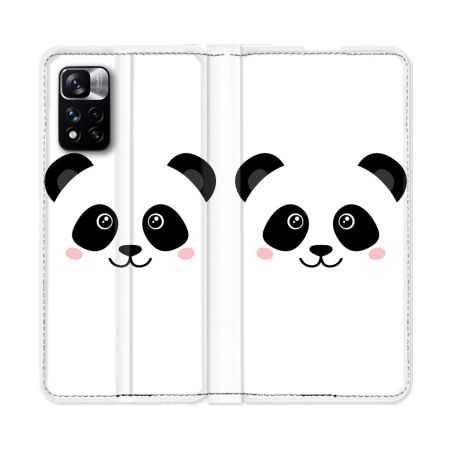 Housse cuir portefeuille Pour Xiaomi Redmi Note 11 Pro / 11 Pro 5G Animal Panda Blanc