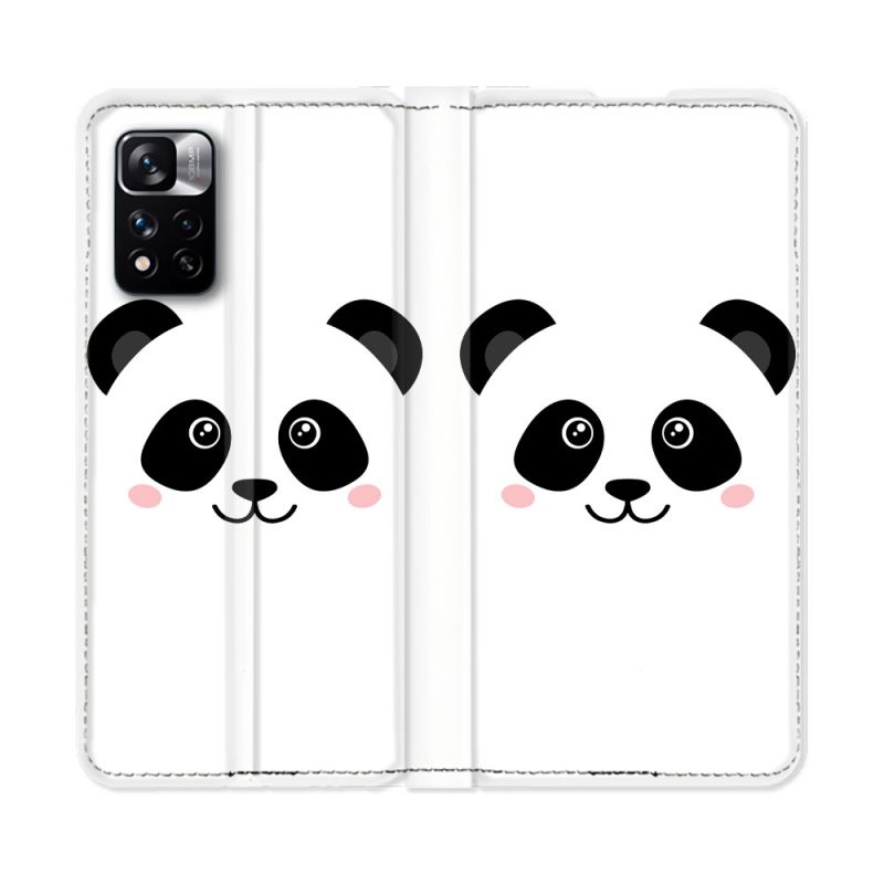 Housse cuir portefeuille Pour Xiaomi Redmi Note 11 Pro / 11 Pro 5G Animal Panda Blanc