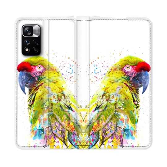 Housse cuir portefeuille Pour Xiaomi Redmi Note 11 Pro / 11 Pro 5G Animal Perroquet Jaune